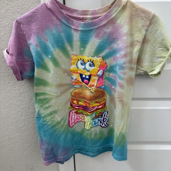 Lisa Frank SpongeBob Graphic T Shirt Small Kids Tie Dye Nickelodeon - Picture 1 of 5